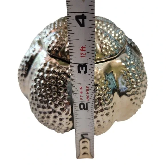 Williams Sonoma Silver Ceramic Sea Urchin Sugar Bowl with Lid and Spoon Coastal - Picture 5 of 5